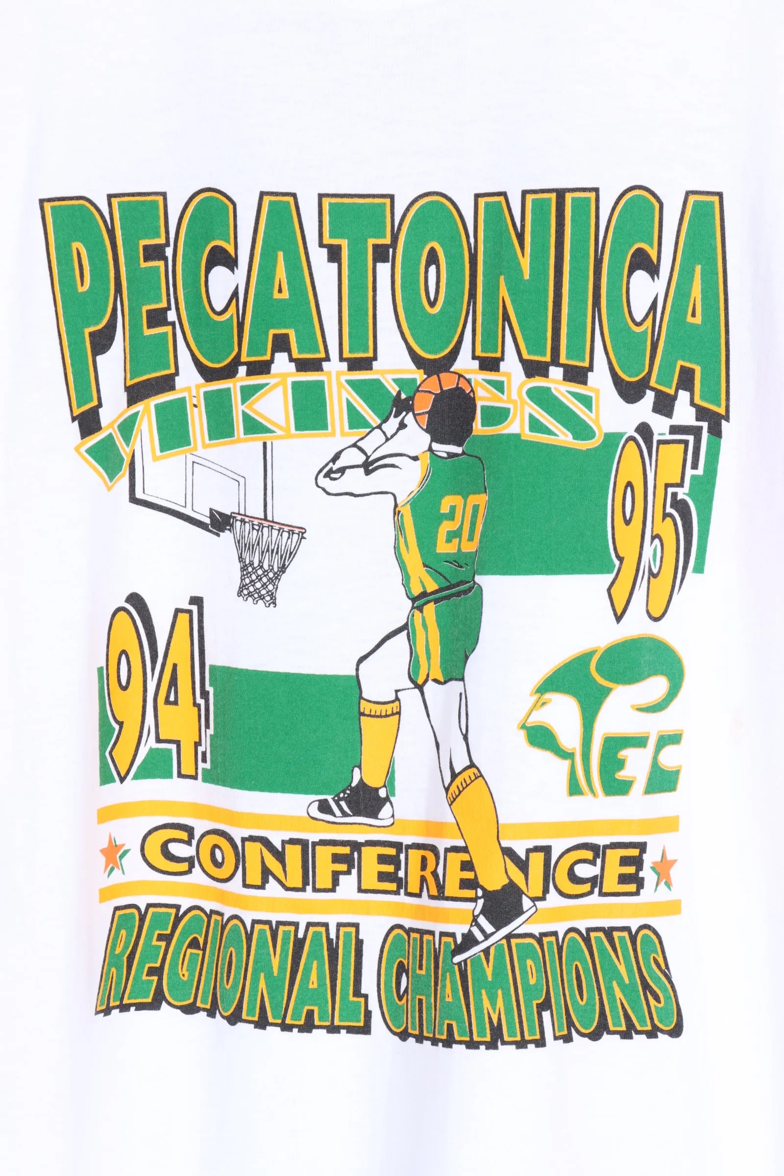 1995 Vintage Pecatonica Regional Champions Basketball Single Stitch Tee (XL)