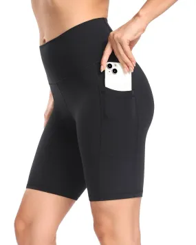 8'' High Waist Pockets Yoga Biker Shorts