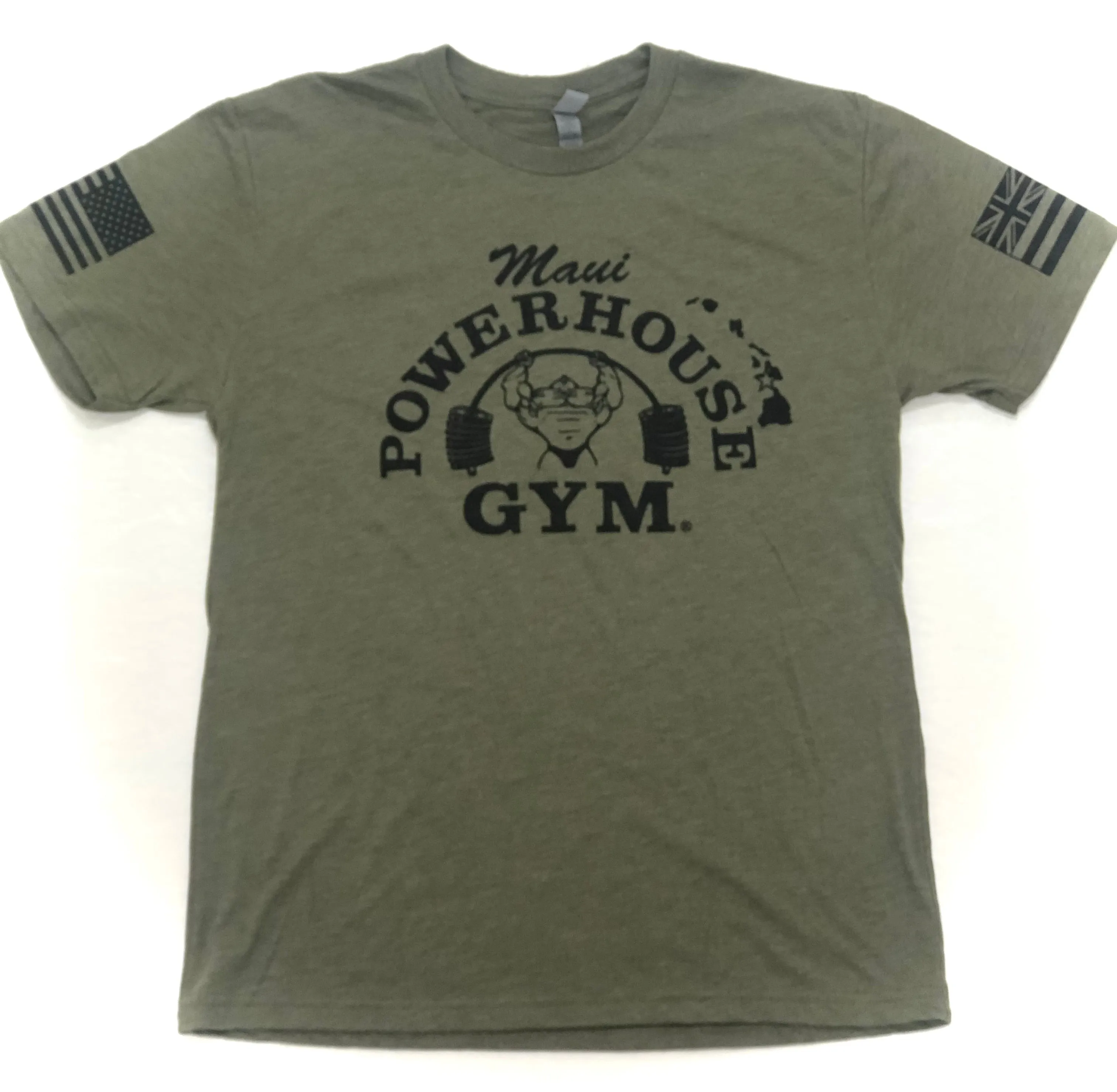 Army Green Double Flags, Double Sleeves Retro Logo Tee