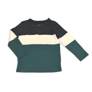 Bamboo Long Sleeve Color Block T-shirt (Pirate Ship/Feather/Pine)