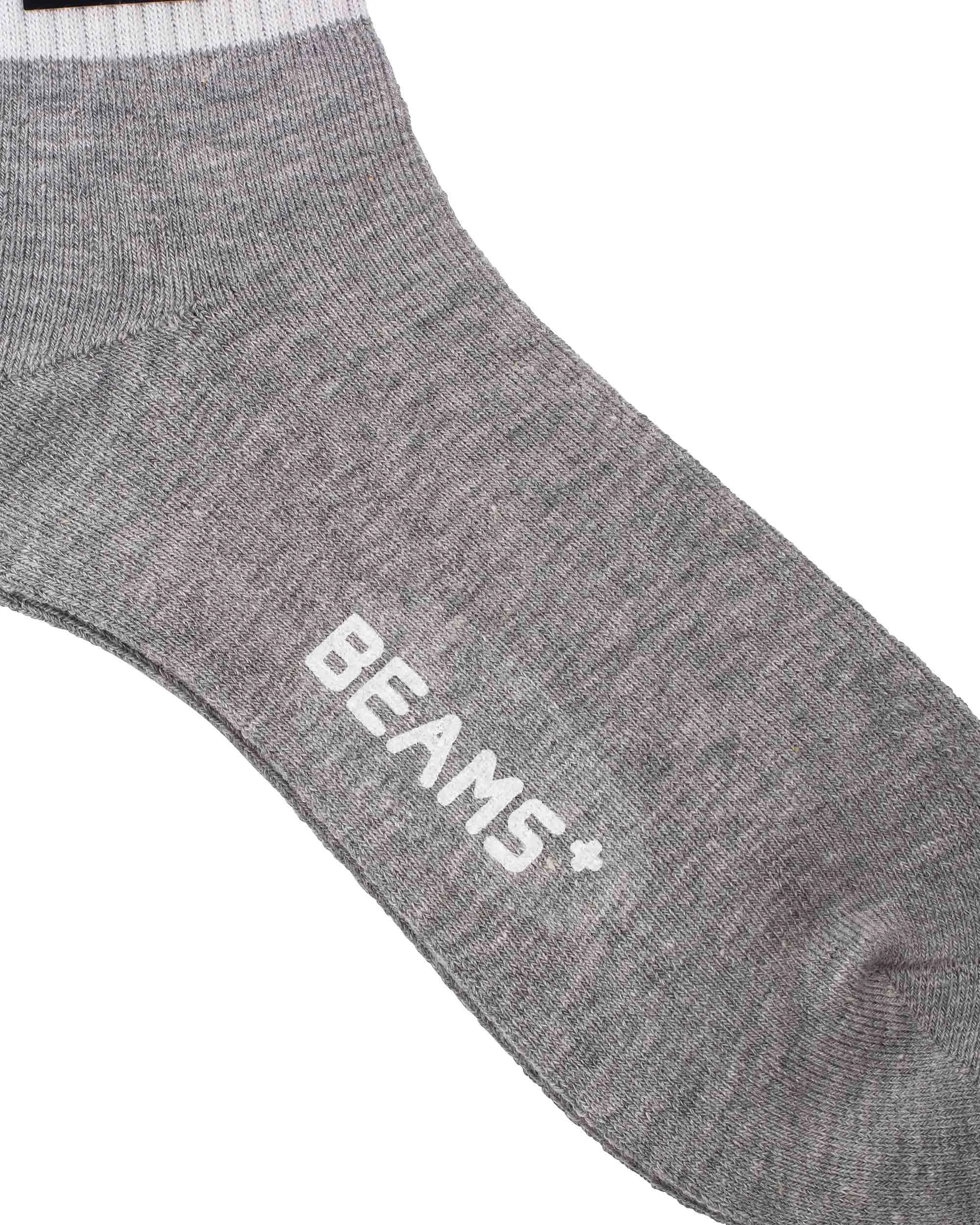 Beams Plus School Boy Sox 1/4 Grey/White