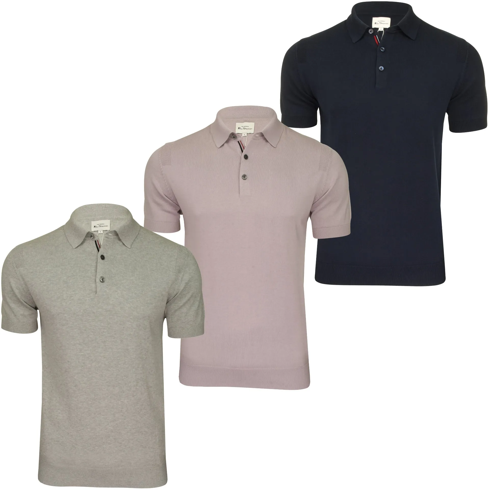 Ben Sherman Mens Signature Knitted Polo T-Shirt - Short Sleeved