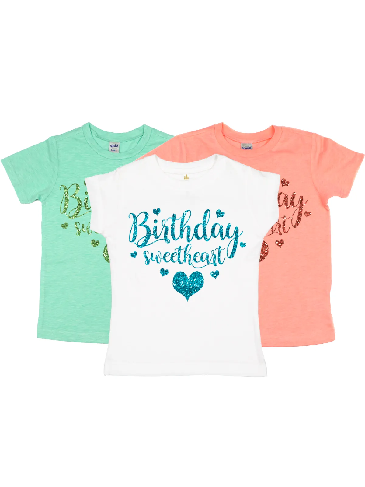 Birthday Sweetheart Girls Shirts - White, Peach, & Green