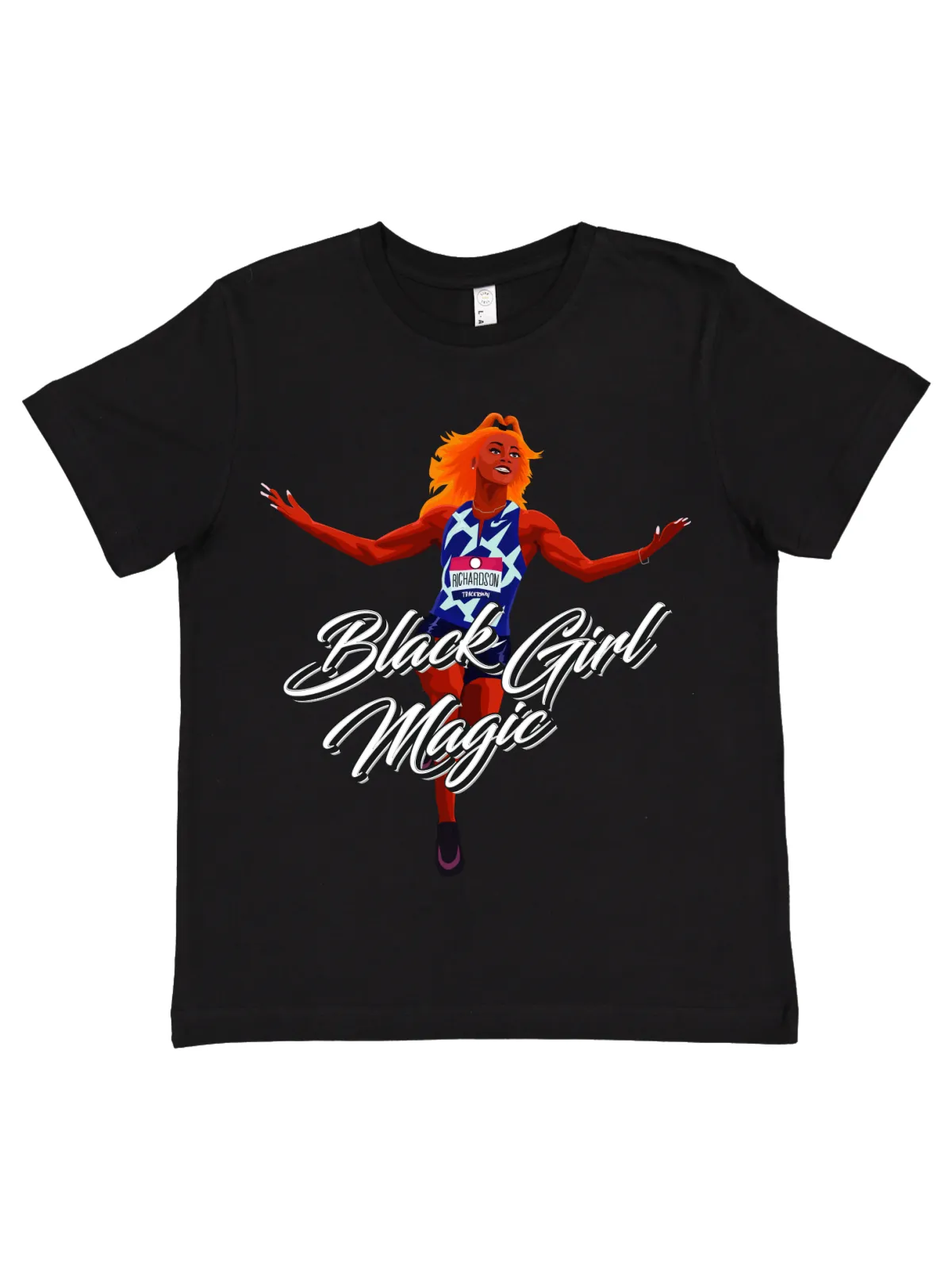 Black Girl Magic Sha'Carri Kids Tee - Heather Gray, White, & Black