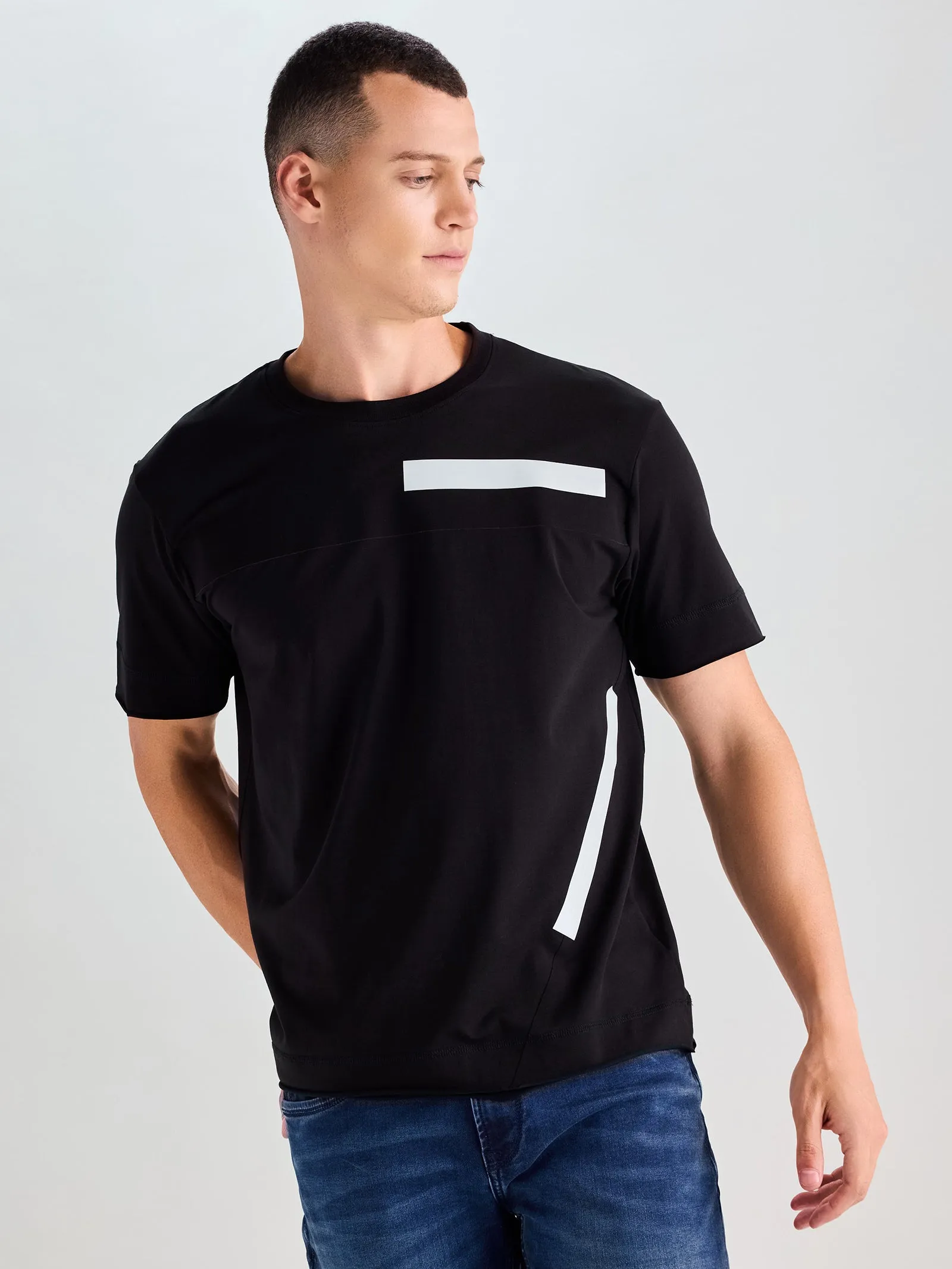 Black Relax Fit Supima Cotton Stretch T-Shirts