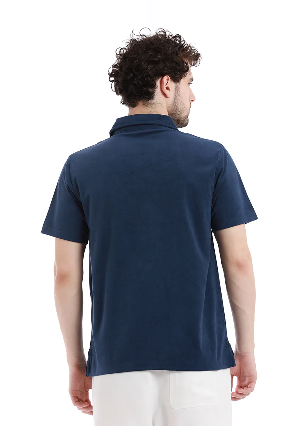 Blue Sapphire Zip polo T-shirt