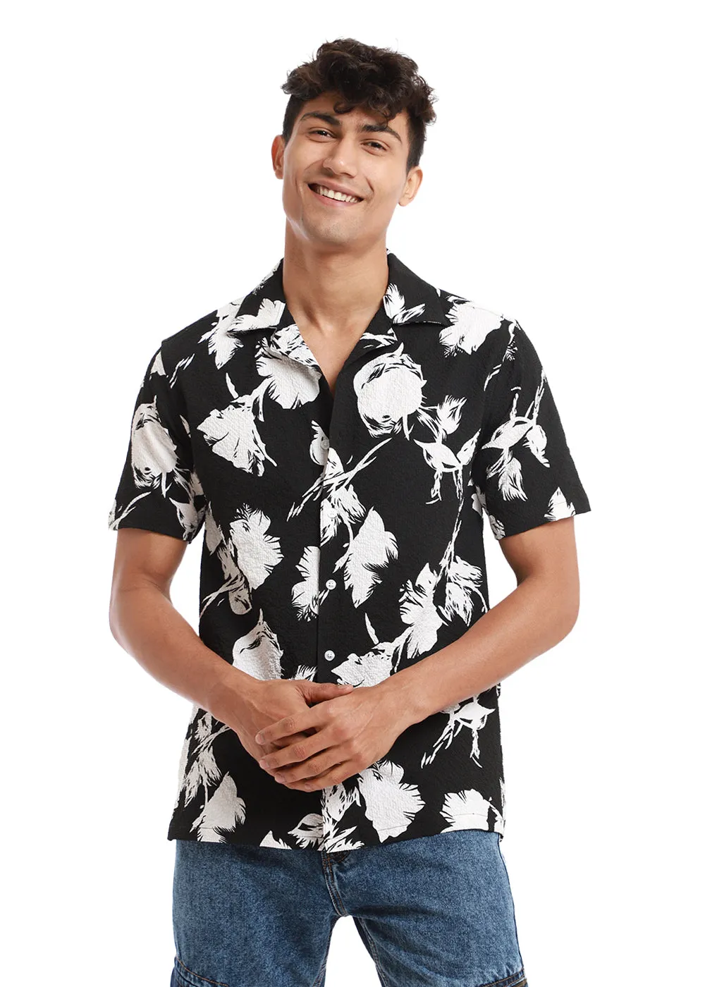 Blume Print Black Popcorn Shirt