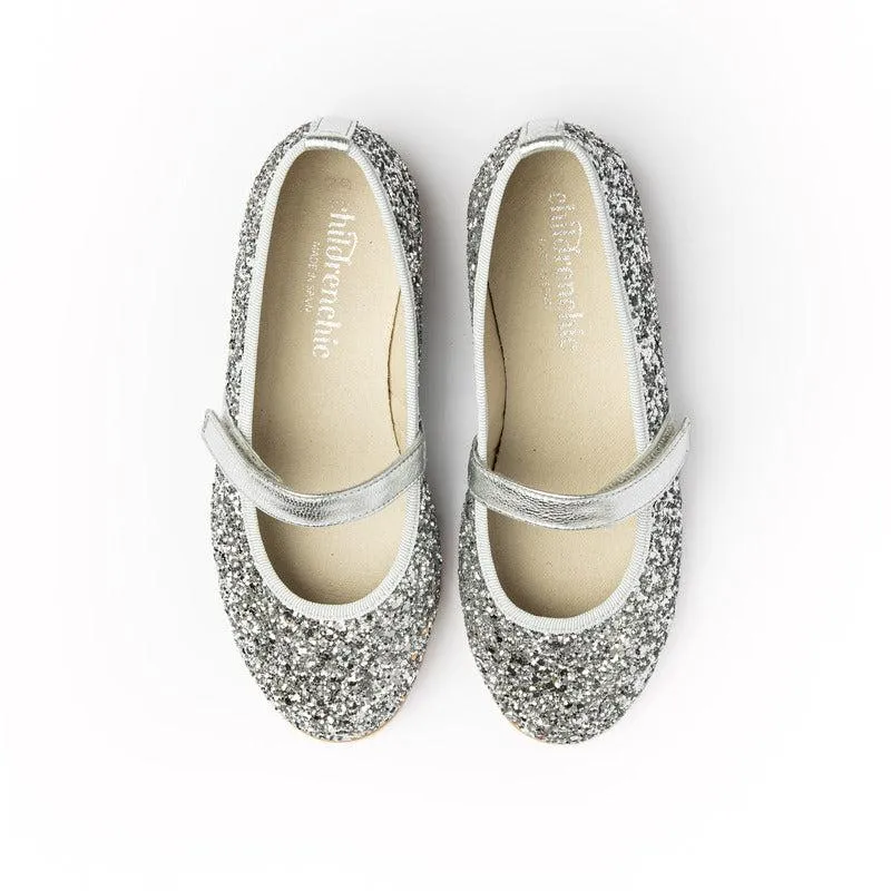 Classic Glitter Mary Janes in Silver