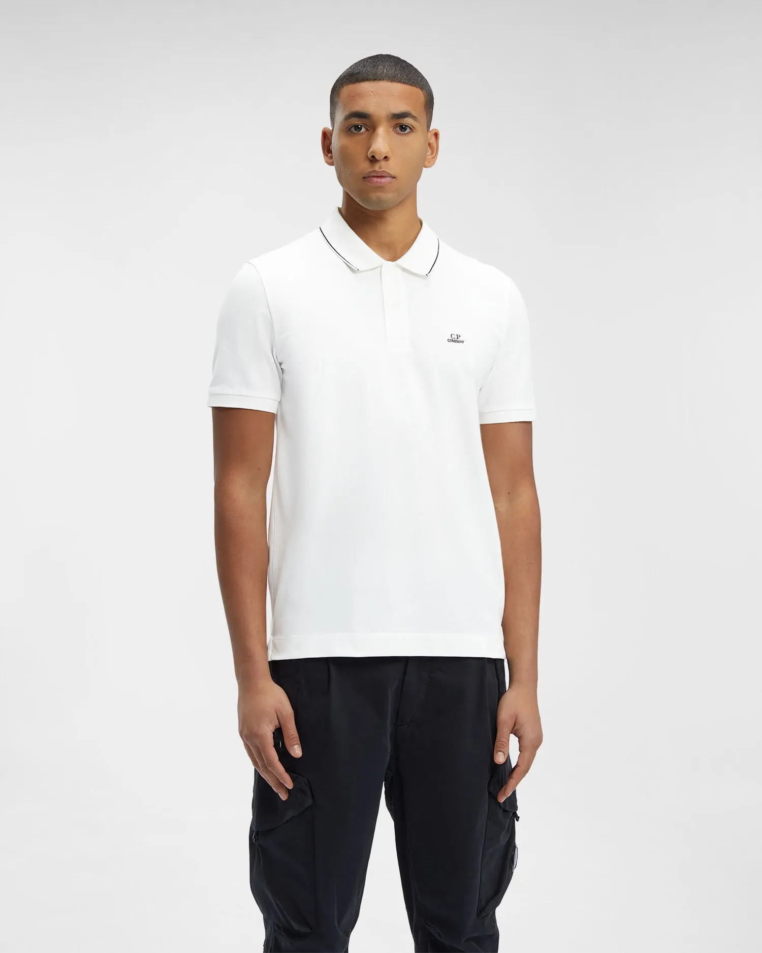 CP Company Slim Fit Polo Shirt White