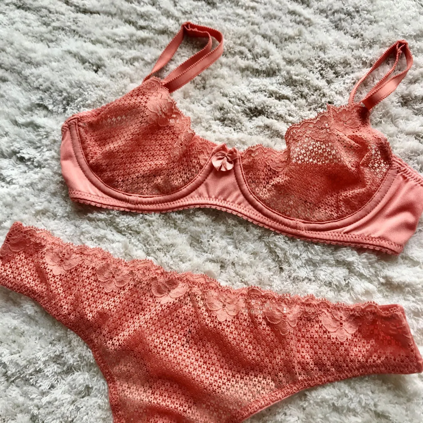 Duet Lace Underwire Demi Bra | Coral