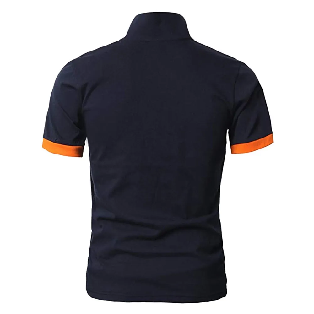 Essential Polos Navy & Orange Classic Polo Shirt Wholesale (   Fast Shipping)