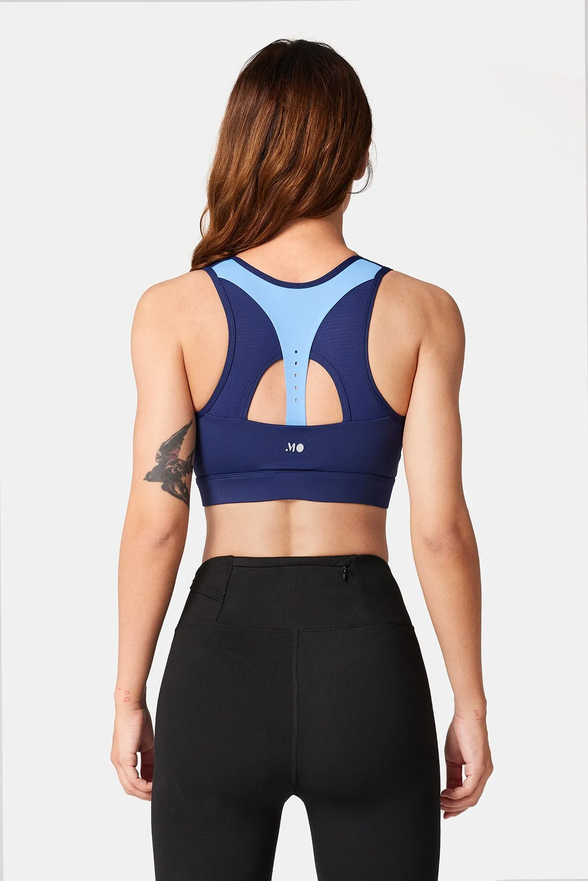 Front-Zip Color Clash Padded Running Bra