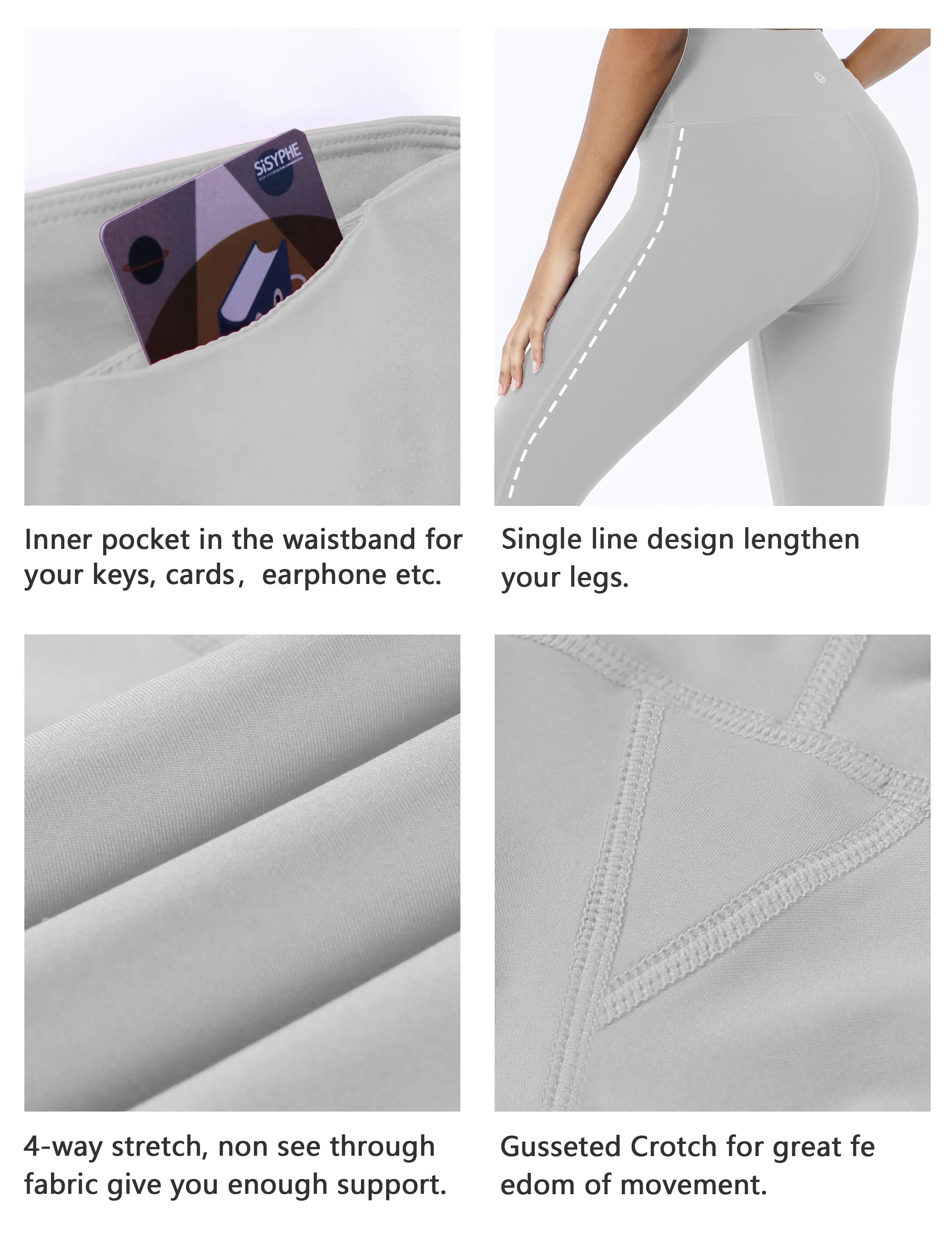 High Waist Side Line Yoga Pants lightgray