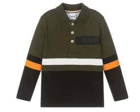 Hugo Boss Junior's J25M35 Long Sleeved Polo Shirt Green