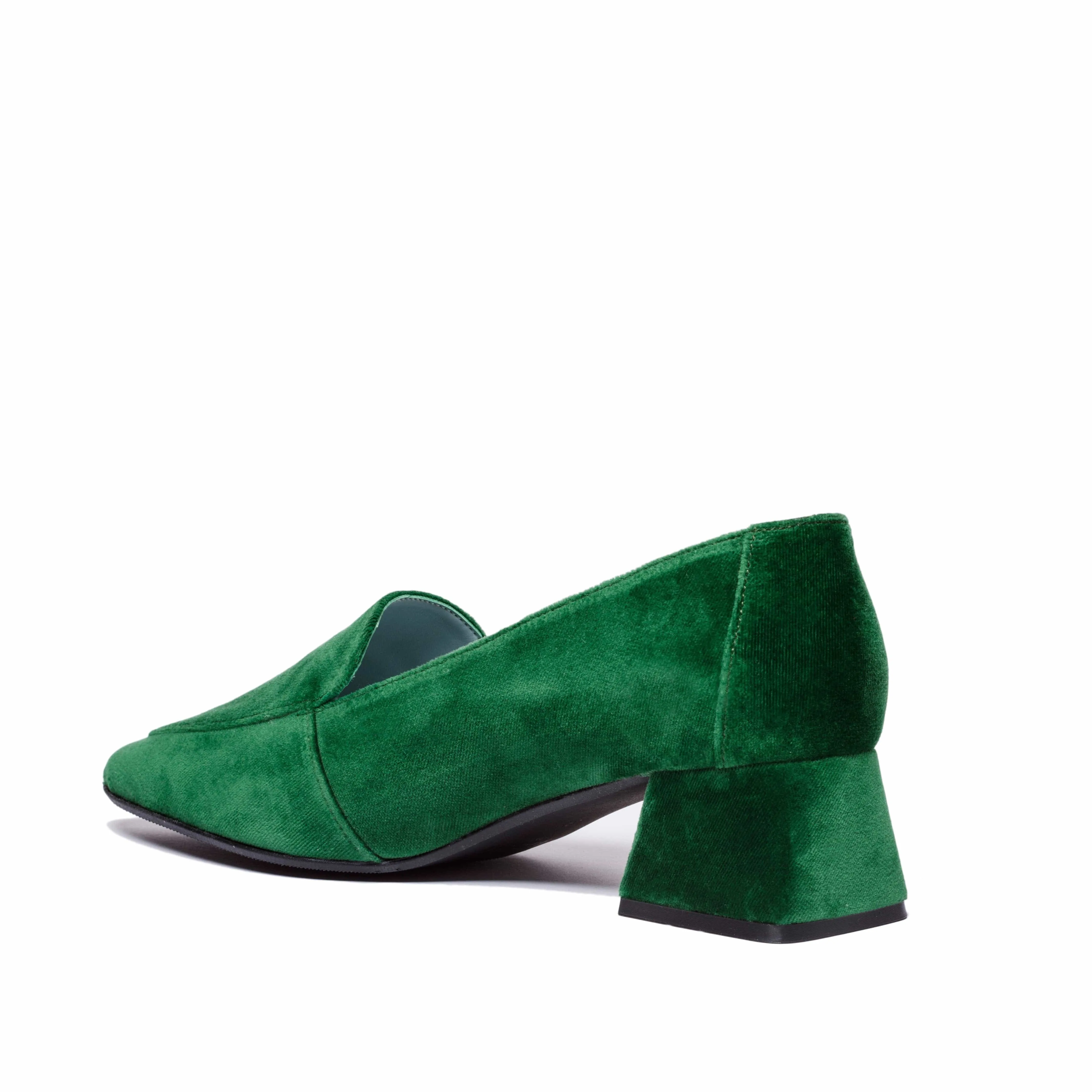 Iris Vegan Velvet Moccasin Loafers | Green