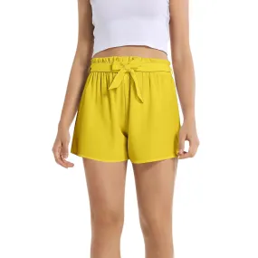 Lemon Yellow Women's Belted Short