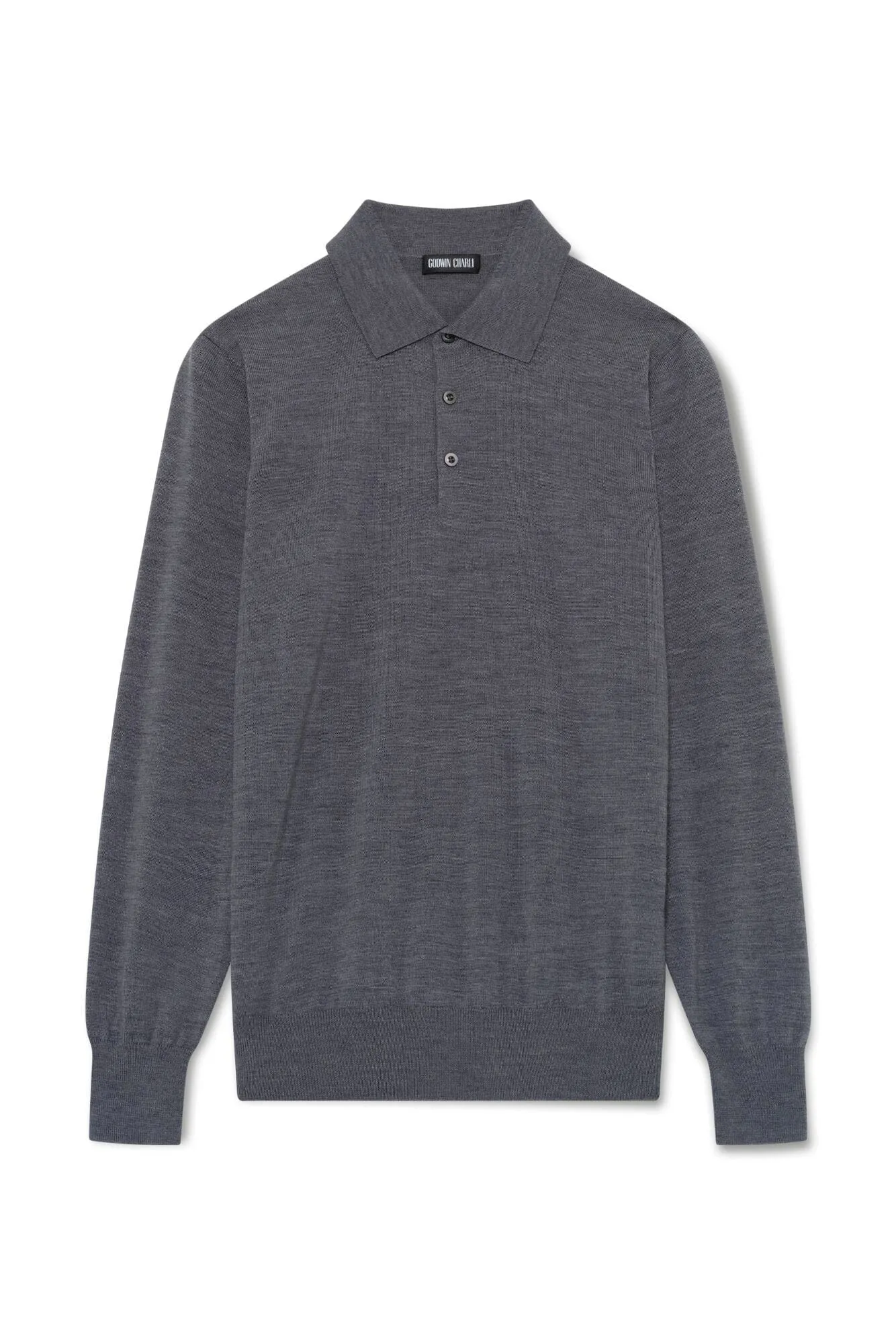 Long Sleeve Polo Merino Wool - Grey