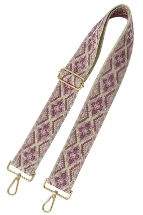 Mauve Wide Aztec Tribal Pattern Guitar Strap