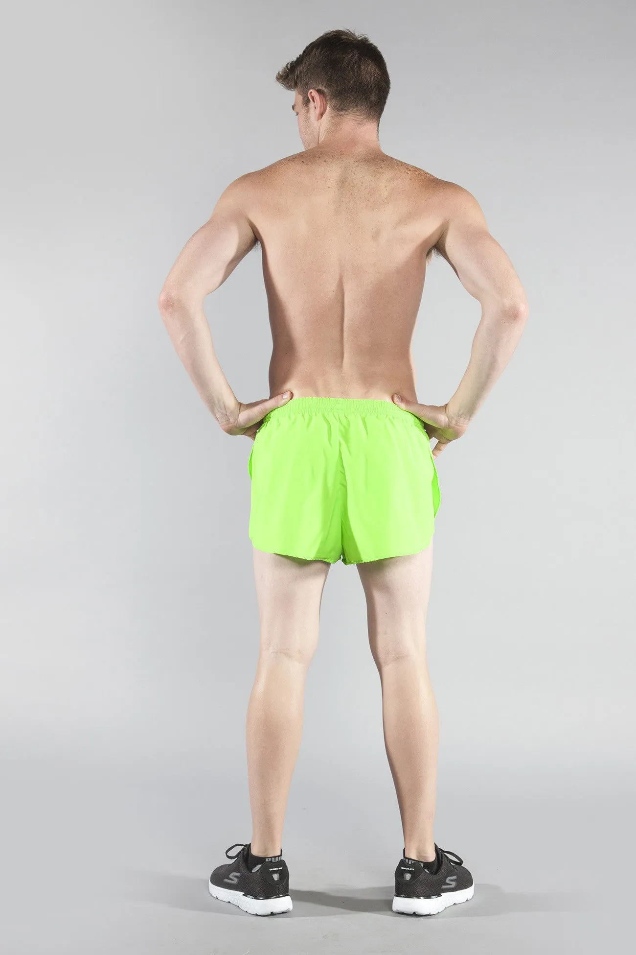 Men's 1" Elite Split Shorts- Neon Lime