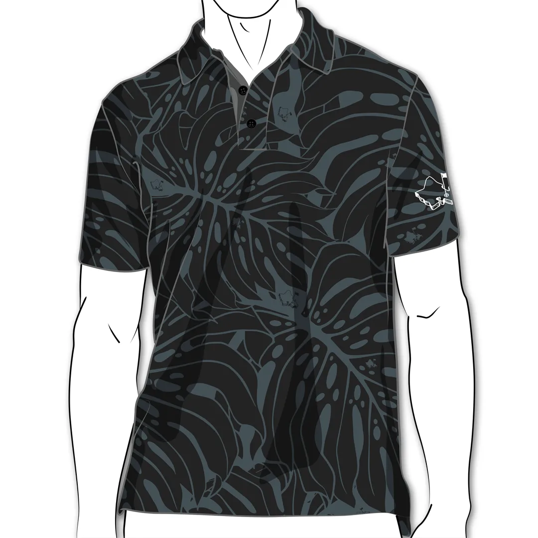 Monstera 2.0 Obsidian Black - OGA Men's Polo - Black