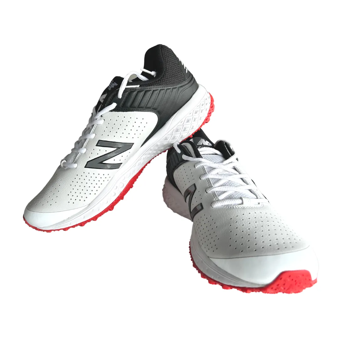 New Balance CK 4020 Rubber Spike Cricket Shoes - White/Red