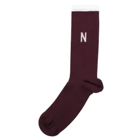 Norse Projects - Bjarki Varsity N Socks - Burgundy