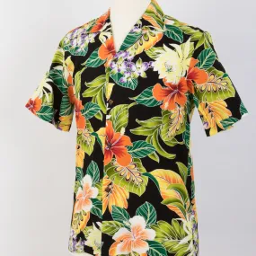 Paradise Tropical Print Aloha Shirts | Black