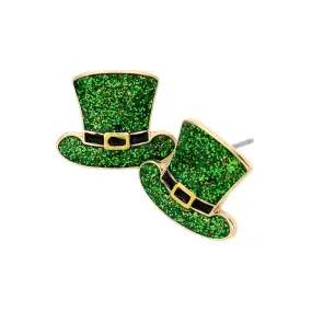 St Patricks Day Leprechaun Hat Stud Earrings