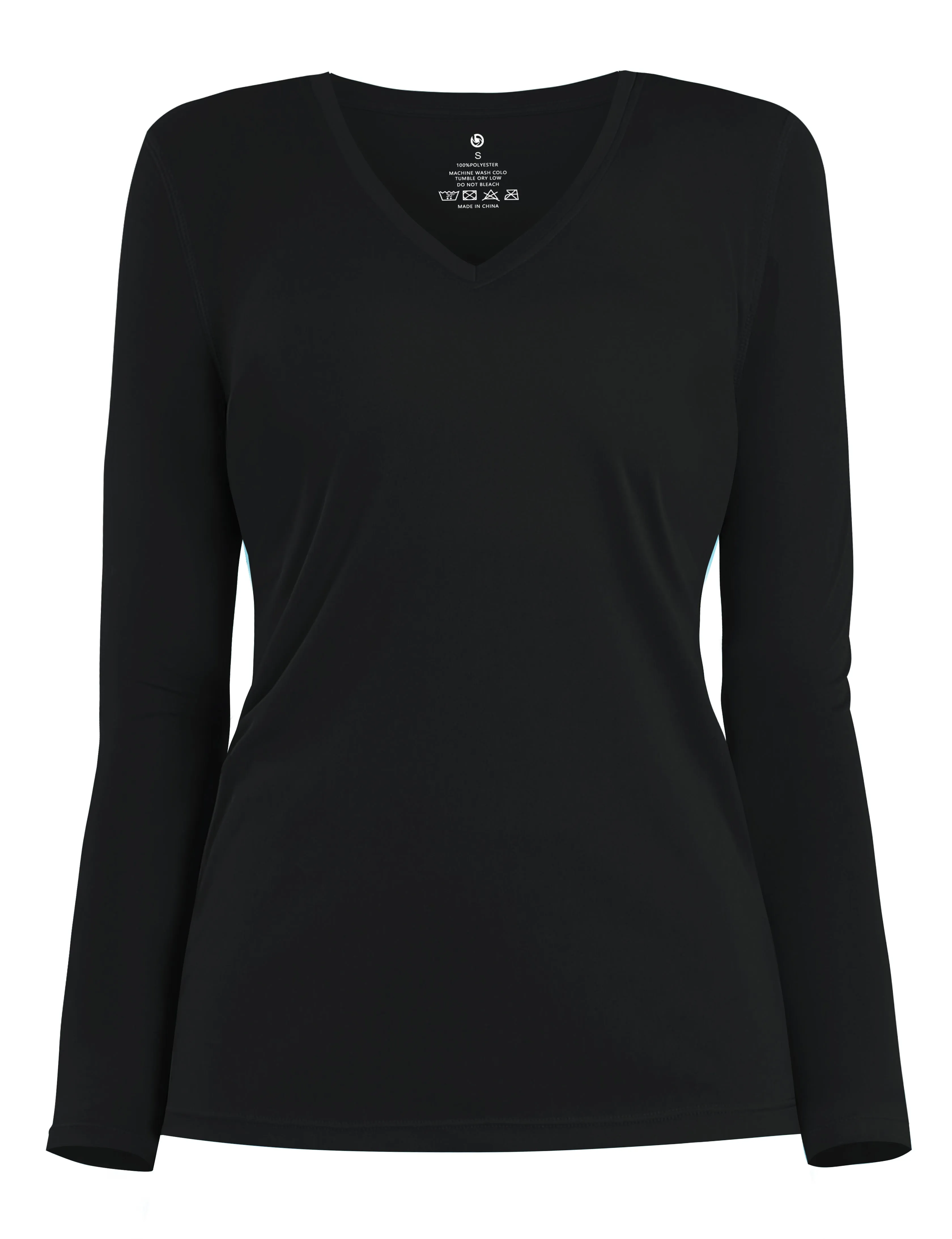 V Neck Long Sleeve Athletic Shirts black_yogastudio