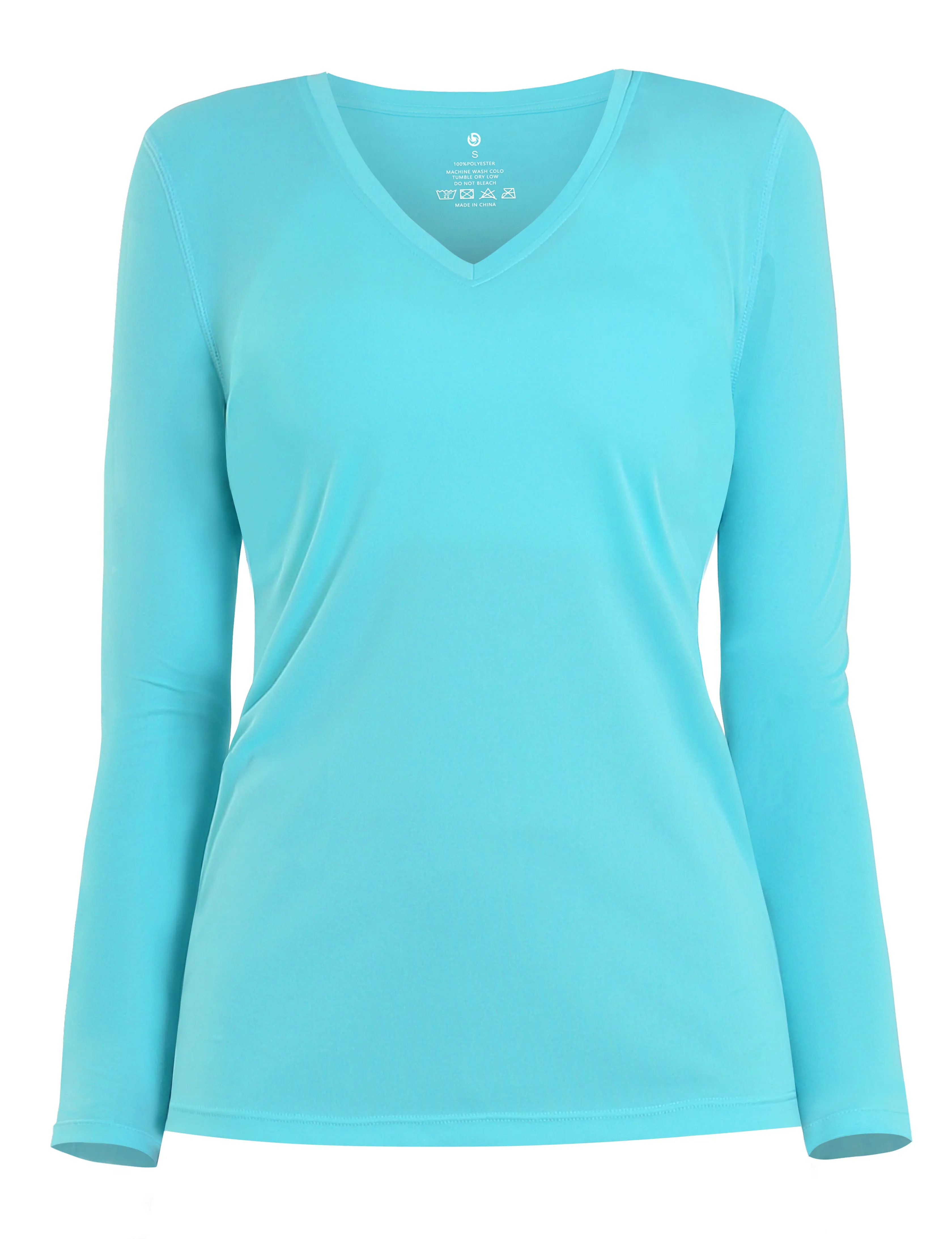 V Neck Long Sleeve Athletic Shirts blue_yogastudio