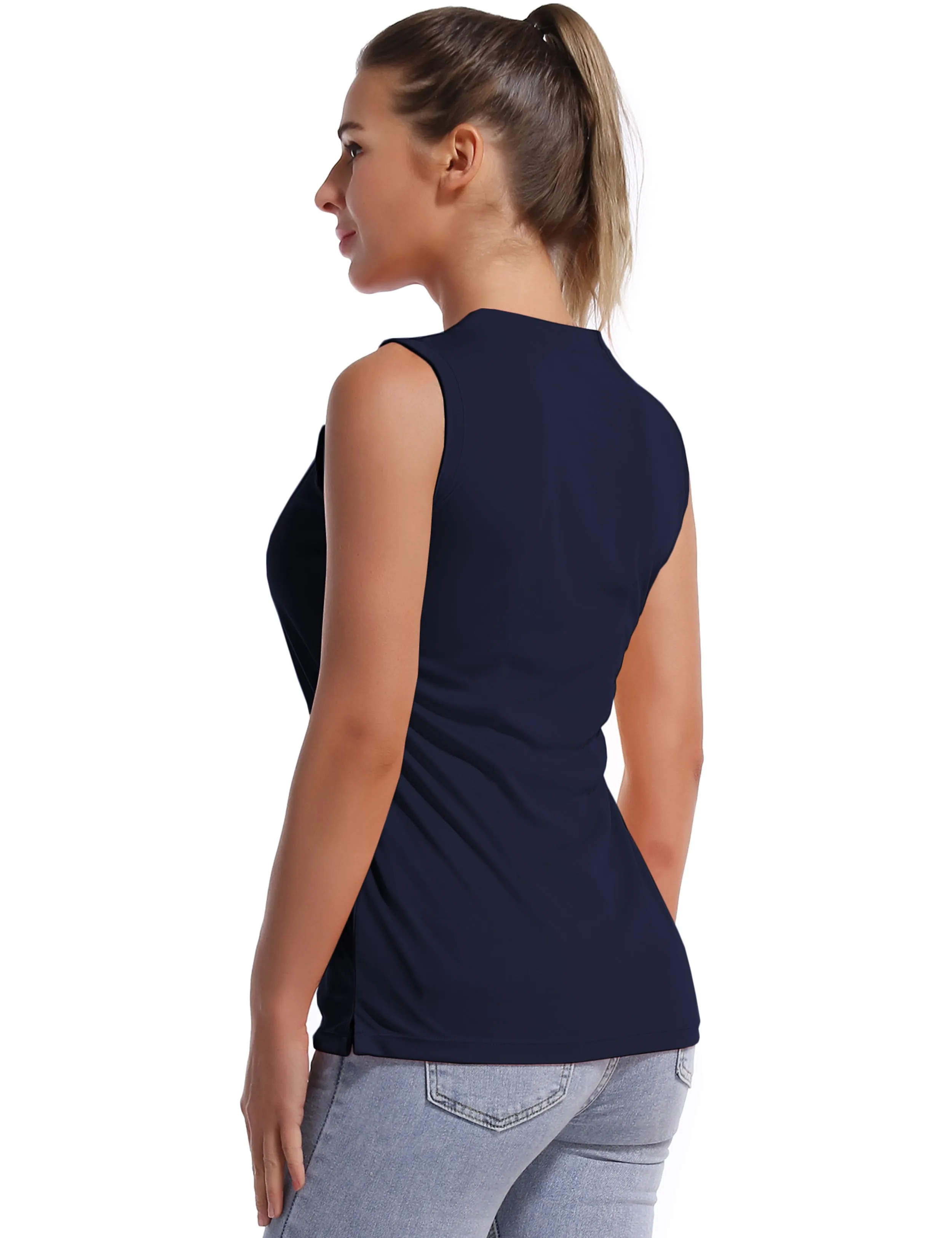 V Neck Sleeveless Athletic Shirts darknavy