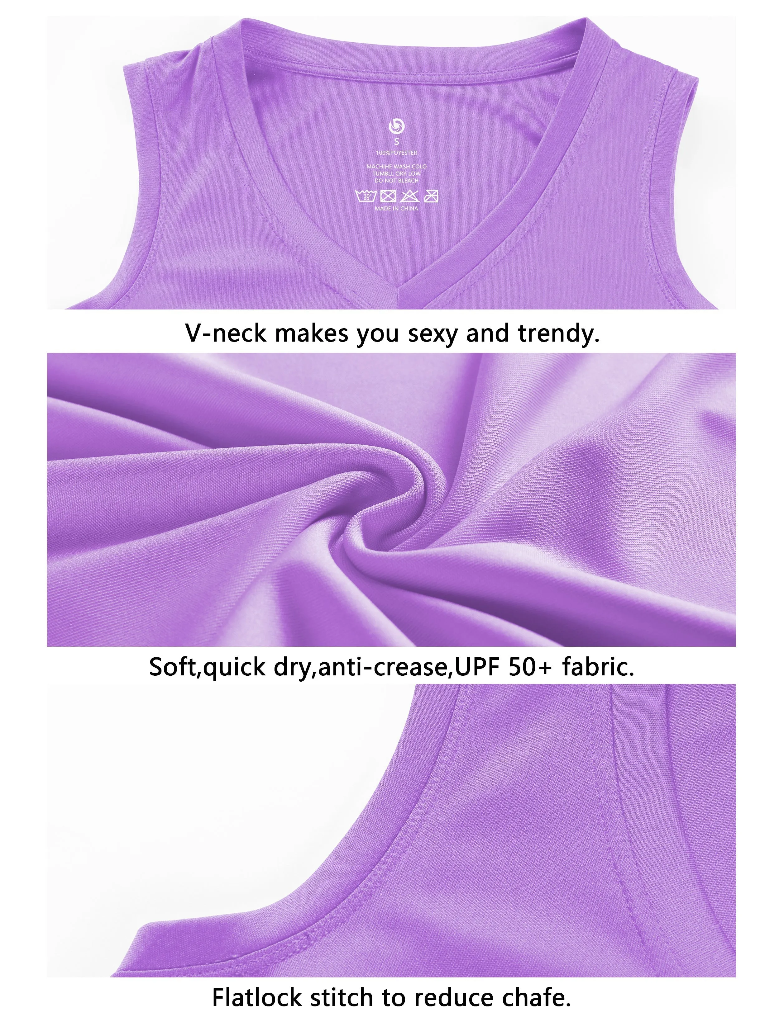 V Neck Sleeveless Athletic Shirts purple_yogastudio