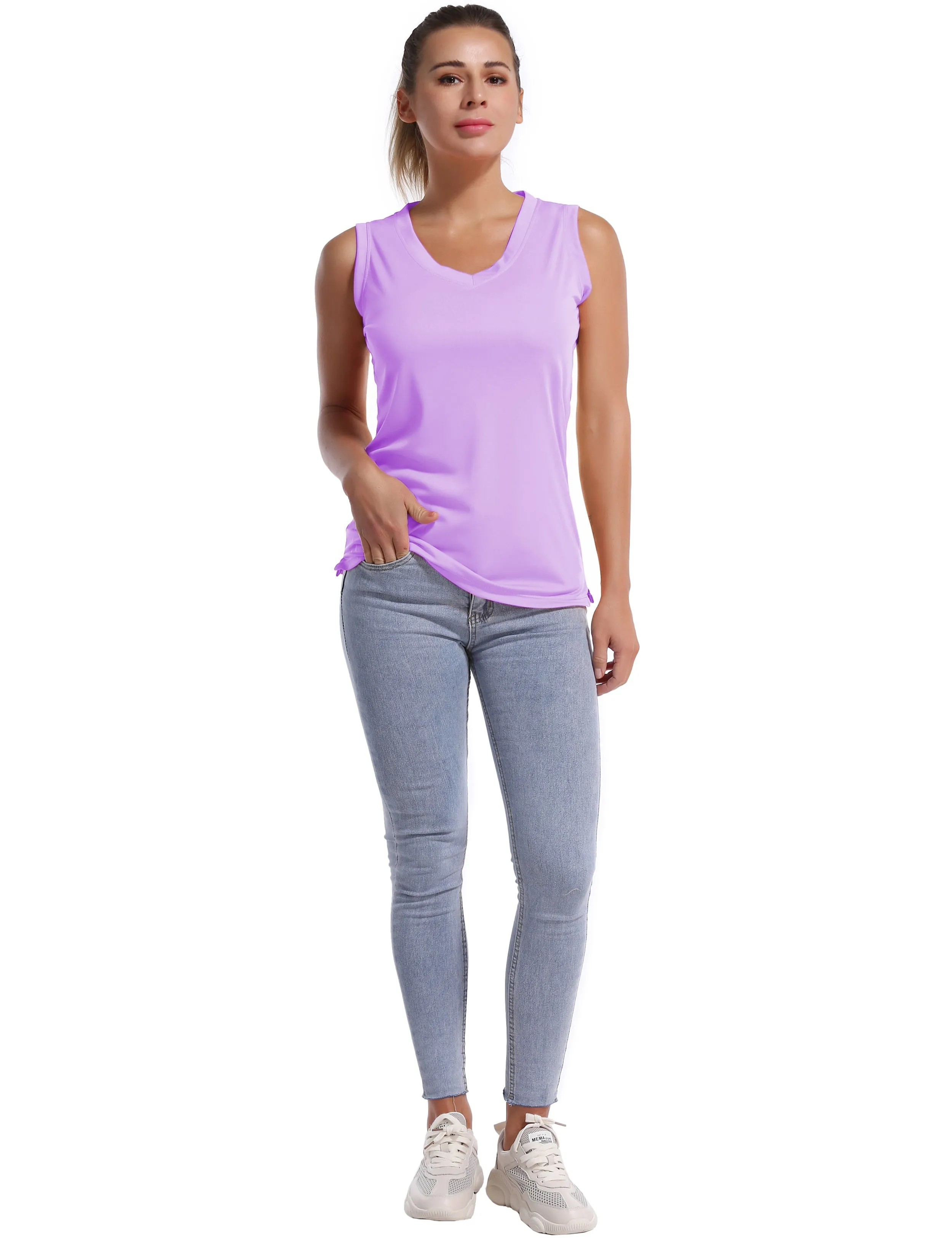 V Neck Sleeveless Athletic Shirts purple_yogastudio