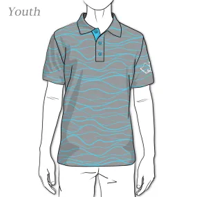 Wavy Blue Dunes- OGA Youth Polo - Gray / Sky Blue