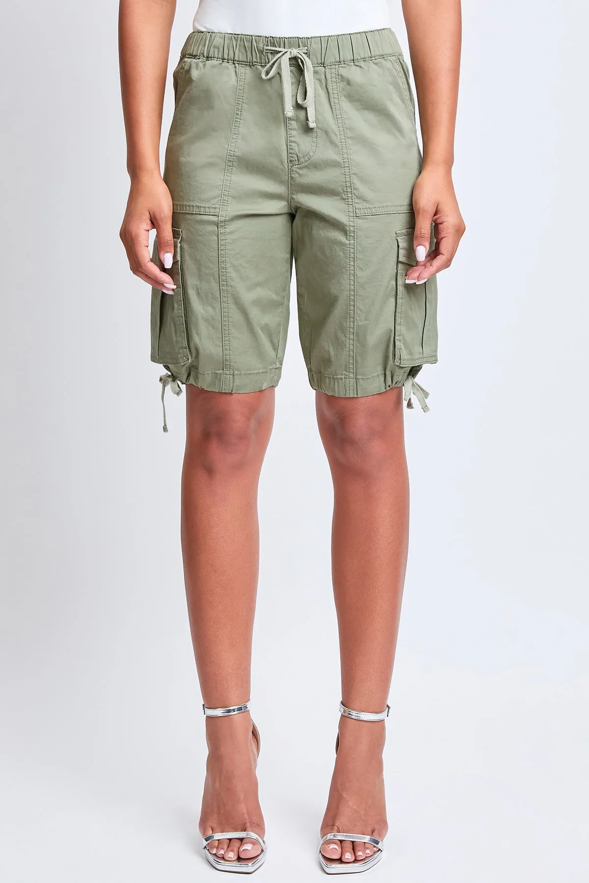 Women's High Rise Long Cargo Shorts