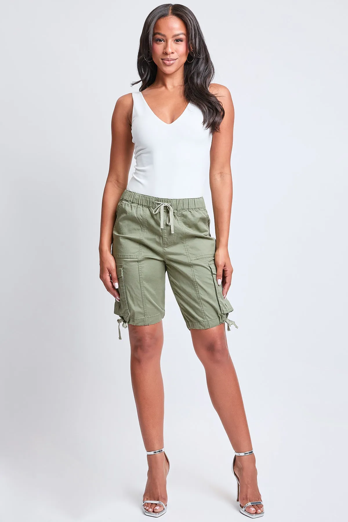 Women's High Rise Long Cargo Shorts