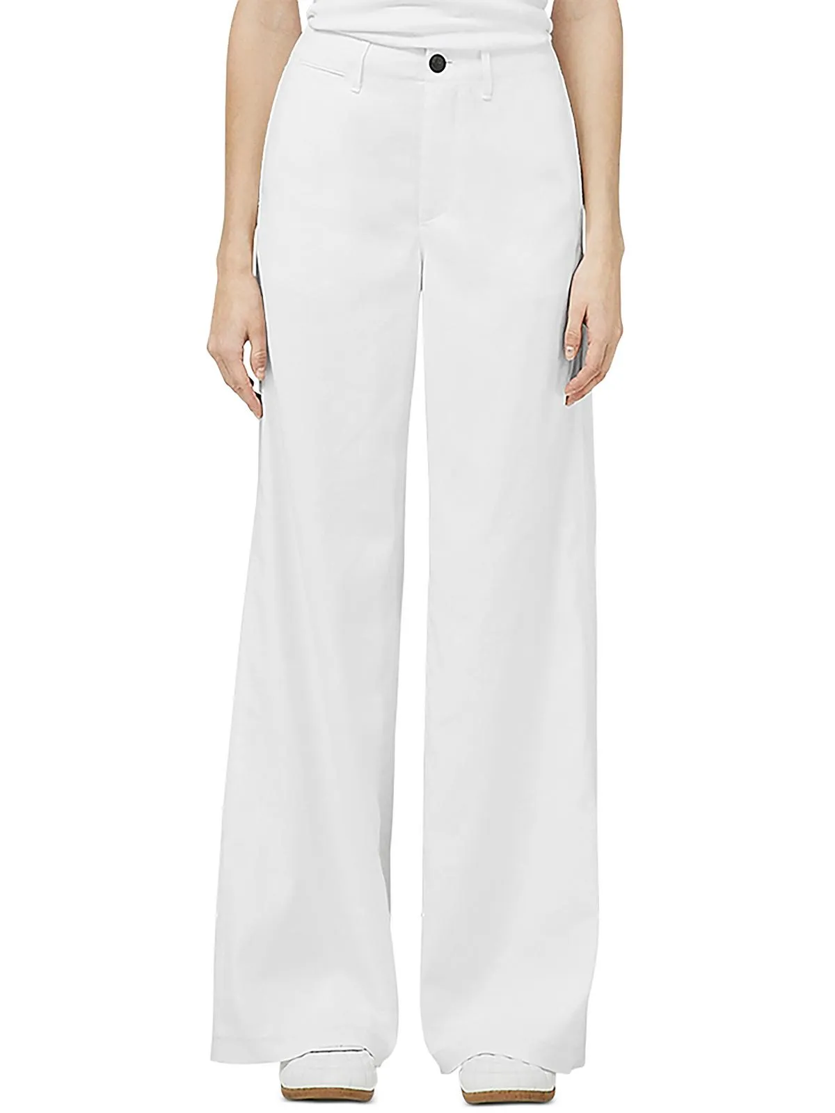 Womens High Rise Solid Wide Leg Pants